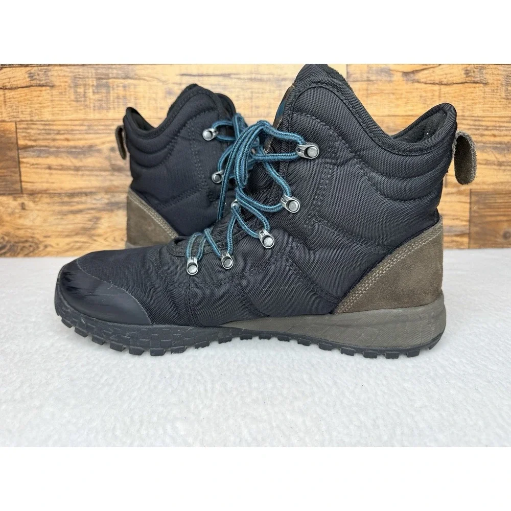 Columbia Mens Hiking Fairbanks Omni-Heat Winter Boots Sz 12 Black Brown Insulate